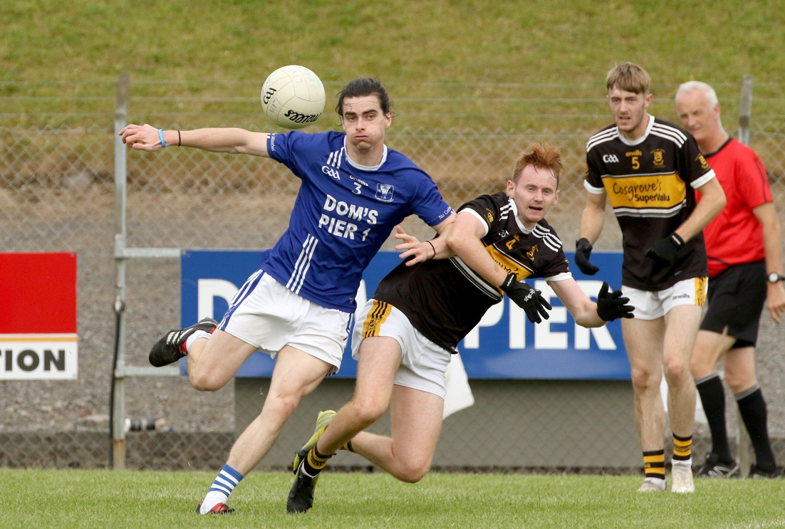 Brian Fegan, Four Masters and Conr Jack McManus Bundoran tussle for possession Picture: Thomas Gallagher