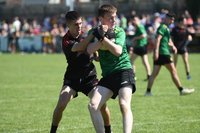 McDaid in the Donegal goal got down to save well from Matthew Howe only for Tyrone’s McCullagh to add a second goal on 21 minutes. This time he slotted home the rebound after a dropping effort from Howe was knocked down by McDaid just under his own crossbar.