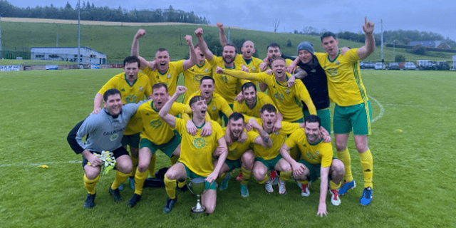Bonagee United celebrate with the Donegal News USL League Cup