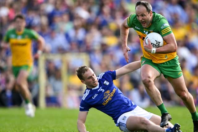 Jamie Brennan had a wonderful game in the Donegal attack, scoring four great points and causing the Cavan defence numerous difficult moments, while McBrearty after shipping that heavy knock finished with 1-4 to his credit, yet another good day’s work, with Michael Murphy contributing five points it meant that the Donegal full forward line delivered 1-13 of their team’s total - another reason for getting them on the ball early.