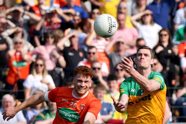 The crowd - back in 2022 now - almost exclusively short-sleeved, showing great colour of orange and gold, was perfect for the sun to bounce off. McGeeney, making telling switches beforehand, opted to leave out Connaire Mackin, Rory Grugan and Rian O’Neill, with Oisin O’Neill not involved at all.