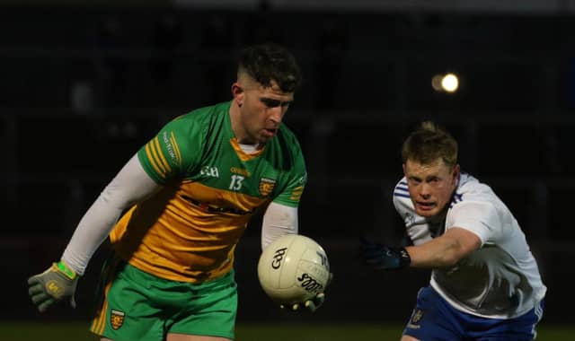 Patrick McBrearty in action for Donegal against Monaghan in the Dr McKenna Cup final. Photo Thomas Gallagher