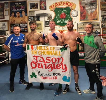 Cathal McLaughlin, Orin McDermott and Francie McGinley with coaches Gary McCullagh and Gerard Keaveney