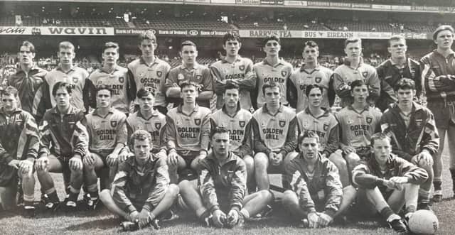 The Donegal panel prior to the All-Ireland MFC semi-final against Laois at Croke Park in 1996