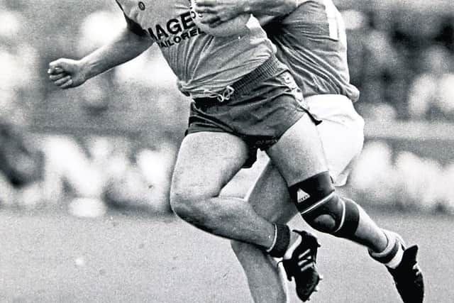 For obvious reasons, I must include Anthony Molloy (pictured below) - a player who always had trouble with a knee injury. I remember him first telling me about it when I was chatting to him at the Sandfields in Ardara. I think he was a minor then. He played through the pain barrier and famously wore the heavy knee support.