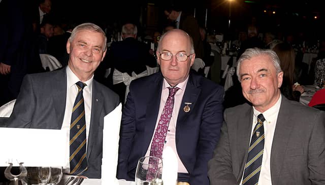 Brian McEniff pictured with GAA President John Horan and Donegal chairman Mick McGrath Picture: Thomas Gallagher