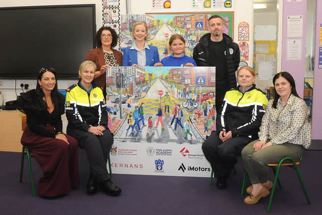 Vironika Shpyl, who is a senior student at the Sessiaghoneill NS, has been chosen as the overall winner. Vironika will now receive art supplies, a hamper and a tablet, while the school receives sports training equipment and a coaching session with Finn Harps coaches. The winning image will be featured as signage promoting road safety at Finn Park and will also be displayed at Kernan’s Supermarkets.