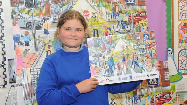 Vironika Shpyl from Sessiaghoneill NS, Ballybofey, the overall winner in the Road Safety Art Competition. Photo: Gerard McHugh Photography