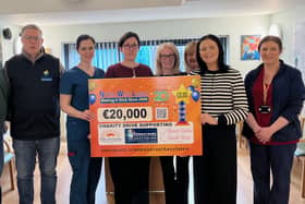  James and Margaret McColgan pictured with Staff at the Breast Care Clinic, Letterkenny University Hospital