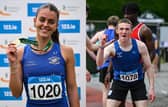 Erin Friel (Loreto Letterkenny) and Danny McKinley (Royal & Prior, Raphoe) celebrate taking gold in the Senior 400m events