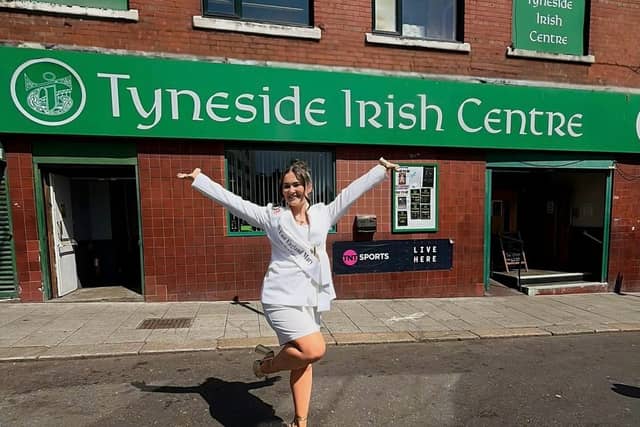 Molly Russell outside the Tyneside Irish Centre, her sponsors for the festival