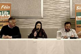The public meeting on the cost of living crisis, hosted by Sinn Féin's Deputy Leader, Pearse Doherty TD, Cllr Dakota Nic Mheanman and Padraig MacLochlainn TD
