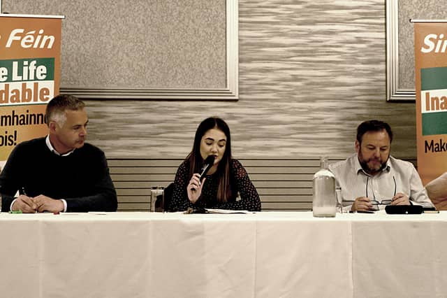 The public meeting on the cost of living crisis, hosted by Sinn Féin's Deputy Leader, Pearse Doherty TD, Cllr Dakota Nic Mheanman and Padraig MacLochlainn TD