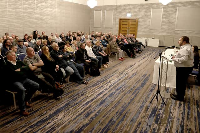 The public meeting on the cost of living crisis, hosted by Sinn Féin's Deputy Leader, Pearse Doherty TD and Padraig MacLochlainn TD