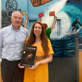 Magh Éne College Biology teacher Yvonne Higgins-Vallely, co-author of the new Leaving Cert textbook Evolution, with Principal Pat Tighe