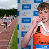 Finn Valley's Odhran McBrearty celebrates winning the U19 Boys 3000m, while Rosses AC's Eli Duffy took gold in the U16 Javelin