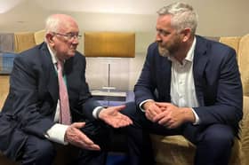 Pat ‘The Cope’ Gallagher with Minister Christopher O’Sullivan