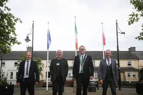  Cathaoirleach of Donegal County Council, Cllr. Gary Doherty, with Eamonn Brown, A/Director of Service Planning, Community and Culture, Traolach Ó Fionnáin, Arts Officer and Richard Gibson, Director of Service Corporate, Finance and Information Systems 