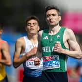 Mark English of Ireland after winning his heat in the men's 800m during day one of the European Athletics Championships 2026 at Alexander Stadium in Birmingham, England.
