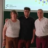 Oisín Garrity, with his parents Noeleen and Séán