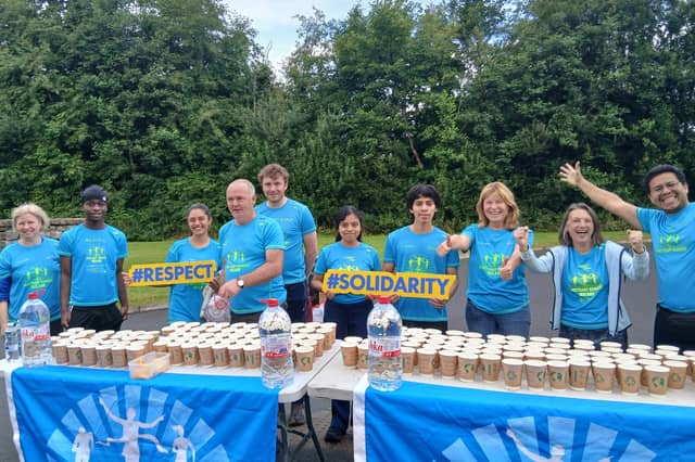Members of Letterkenny's Sanctuary Runners group volunteering at the water station