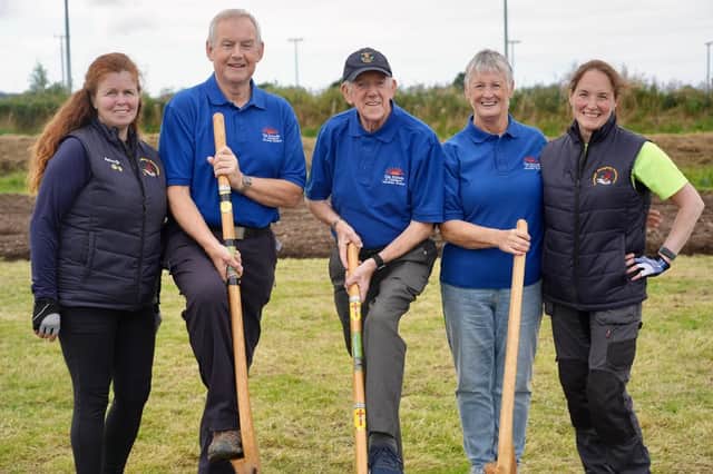 Group pictured at the charity ploughing event in Carn recently.
