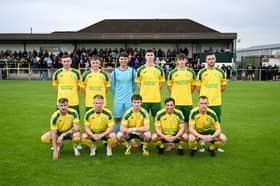 The Bonagee United team before the FAI National League Group 1 match between Bonagee United and Home Farm DCU at Dry Arch Park in Letterkenny, Donegal.