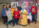 Niamh Coughlan, tour guide at Donegal Town Walking Tours and Kevin Temple, Donegal  Railway Heritage Museum, with locals and visitors