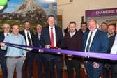 Charlie McConalogue (Minister of State at the Department of Culture, Communication and Sport) is cutting the ribbon alongside members of the Aura Letterkenny team, local councillors and Operations Manager Dara Patton.  