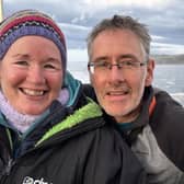 Rea Doherty with her husband Paddy after completing her 2-way swim of 23 kilometres  