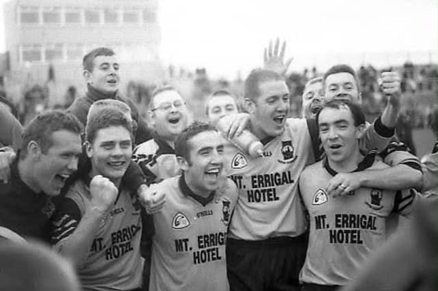 St Eunan's celebrate their 2001 SFC final win over Four Masters