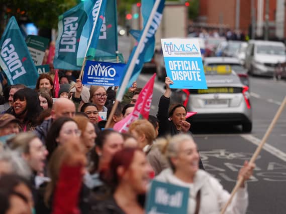 Public sector workers including nurses, doctors, teachers and civil servants, taking part in a 24-hour strike