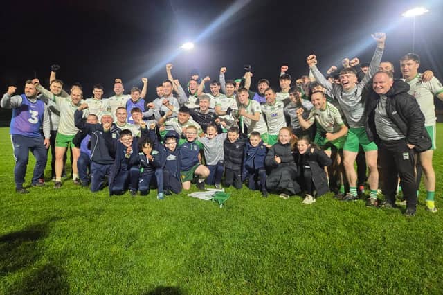 Sean MacCumhaills celebrate winning the Senior C title