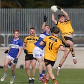 St. Eunan's Evan Daly fetches a high ball against Four Masters during the Senior B Football Championship final in MacCumhaill Park on Sunday