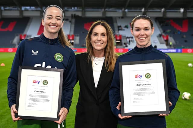 Anna Patten (left) with Caroline Donnellan of Sky Ireland and Aoife Mannion