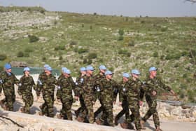 Irish troops on parade outside