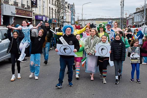 Members of Inish Theatre Group taking part in the 2025 Buncrana St Patrick’s Day Parade. The group is delighted to be involved in a new collaborative project with Londonderry Musical Society.