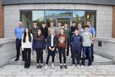 Transition year students from Carndonagh Community School and Moville Community College outside Buncrana Garda Station.
