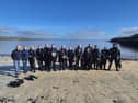 The large group of experienced divers conducted three in-water training drills 