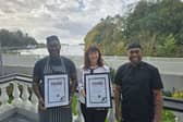 Victor Nwamkwo and Breda Haden with awards alongside Head Chef Andri Peilouw