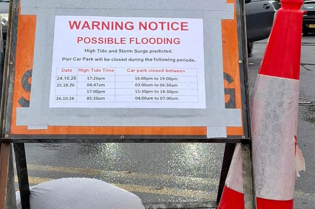 The warning notice in regards possible flooding in Donegal Town