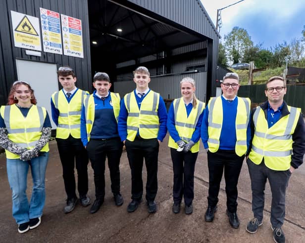 Royal and Prior Comprehensive School students at the Fleming Engineering’s base in St Johnston  