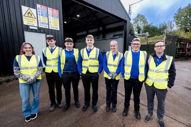 Royal and Prior Comprehensive School students at the Fleming Engineering’s base in St Johnston
