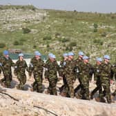 Irish troops on parade outside