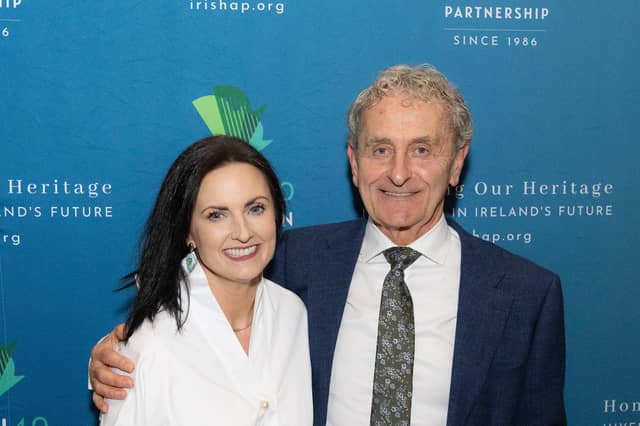 Dungloe native Clodagh Boyle, Vice President of Irish American Partnership in Boston, alongside Raphoe's Paddy Harte Jnr, son of the late Paddy Harte, founder of the Irish American Partnership