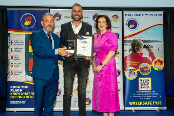 Alan Clancy receives Water Safety Ireland award from Minister Jerry Buttimer