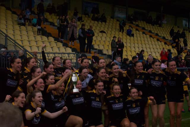 St Eunan's celebrate their dramatic win over Termon in the Donegal LGFA final