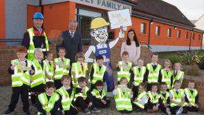 Children at Holy Family NS, Ballyshannon get high vis vests from ESB Networks