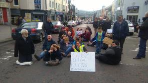 Sit-down protest on Letterkenny's Main Street this afternoon