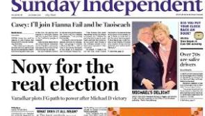 Casey dominates Sunday newspaper front pages
